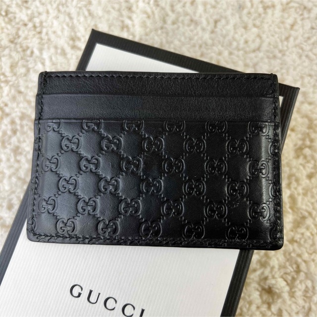 Gucci(グッチ)の【美品】GUCCI グッチ パスケース カードケース ブラック シマレザー メンズのファッション小物(名刺入れ/定期入れ)の商品写真