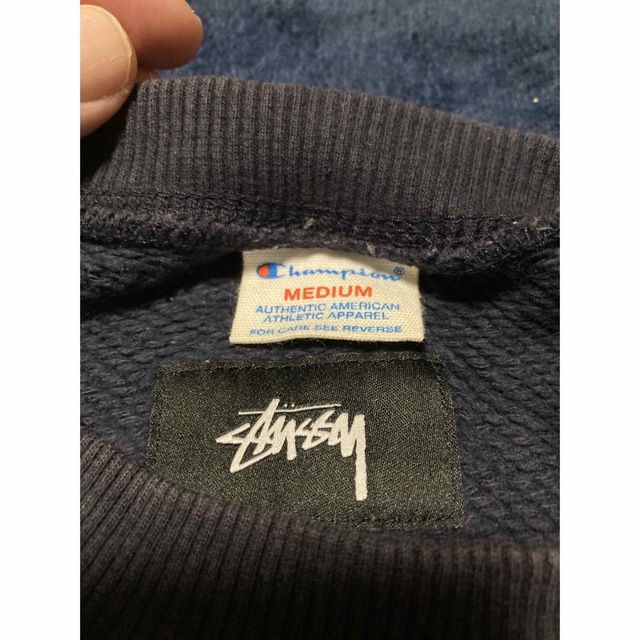 STUSSY(ステューシー)のステューシー✖︎チャンピオン，スウェット，刺繍，ダブルネーム，入手困難 メンズのトップス(スウェット)の商品写真