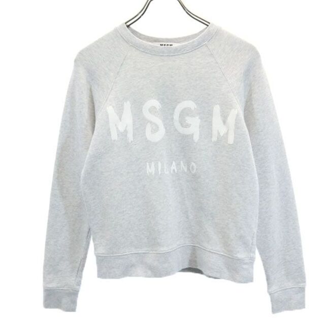 MSGM イタリア製 スウェット XS グレー系  長袖 トレーナー ロゴプリント メンズ   【220303】82cm素材