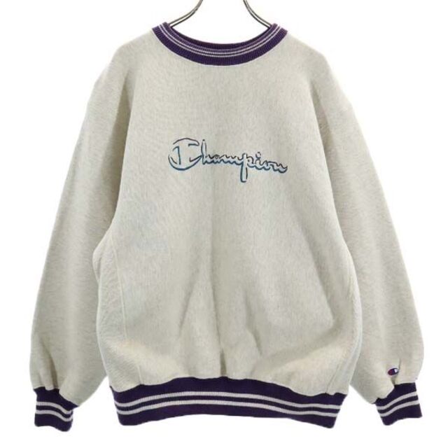 チャンピオン 90s USA製 リバース  刺繍タグ オールド Reverse Weave スウェット L グレー系 Champion 長袖 トレーナー ロゴ メンズ   【220108】