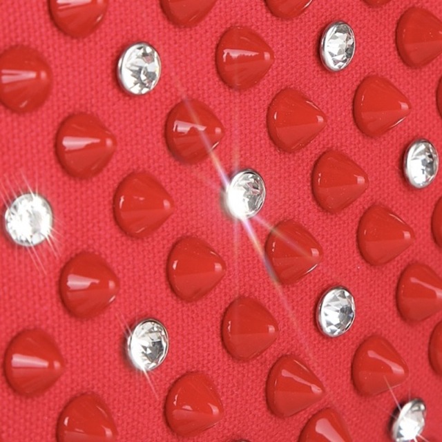 ラインストーン　× ストーンコスメポーチ レッド　（ホワイトも有り） レディースのファッション小物(ポーチ)の商品写真