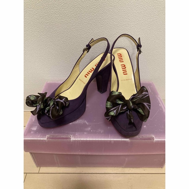 MIU MIU ミュウミュウ パンプス オープントゥ バックストラップ