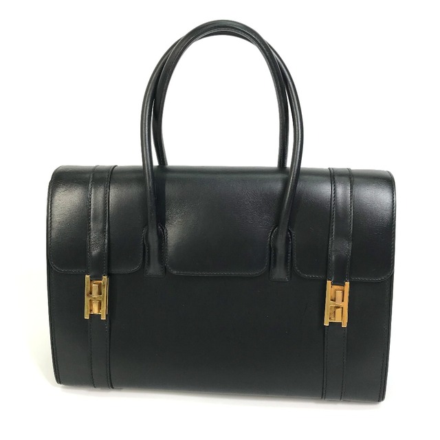 憧れの ドラッグ HERMES エルメス - Hermes 30 ブラック 確認できず刻 ボックスカーフ ハンドバッグ H金具 ハンドバッグ