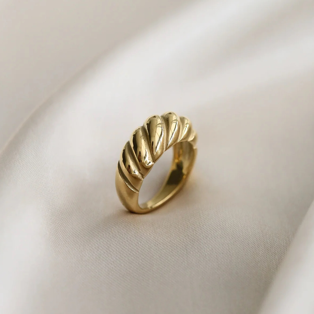 croissant dôme ring 18k gold-plated