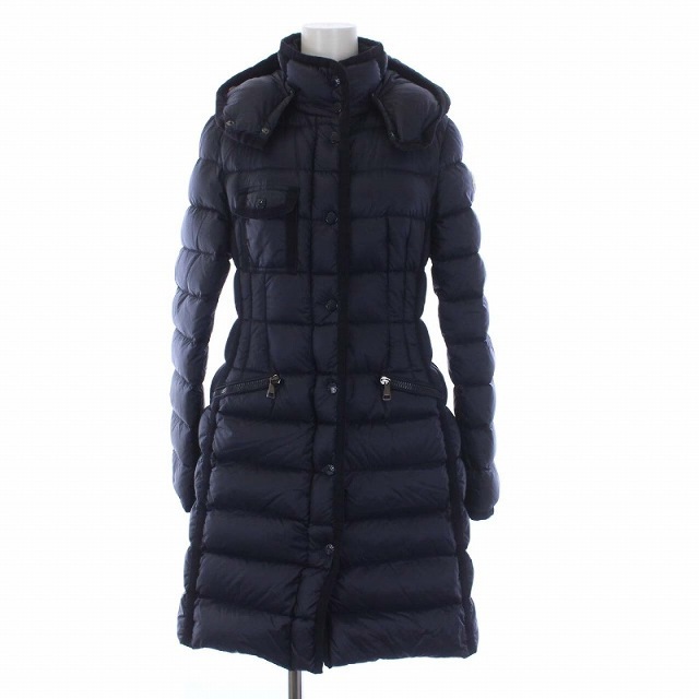 超話題新作 MONCLER 紺 0 フード ミドル ロング ダウンコート ...