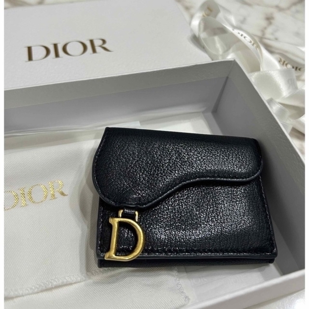 美品 Dior　ディオール　サドル　折りたたみ財布　ブラック　レザー