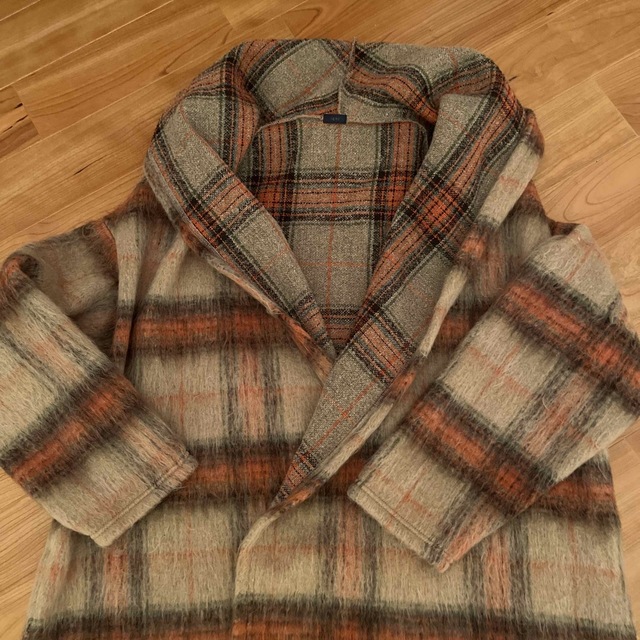 ichi(イチ)のichiチェックシャギーローブコート レディースのジャケット/アウター(ロングコート)の商品写真