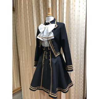 ATELIER PIERROT ロングバッスルジャンパースカート 紺x黒 レディース