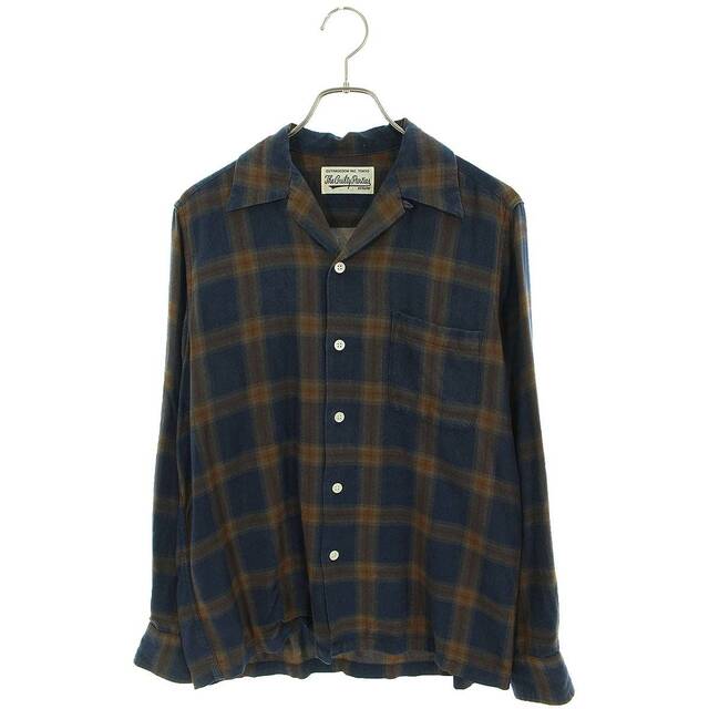 ワコマリア 20SS OMBRAY CHECK OPEN COLLAR SHIRTS オープンカラーチェックレーヨン長袖シャツ メンズ S