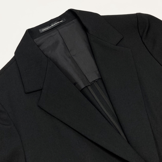 Y's ウールギャバ 異素材切替 ロングジャケット 黒1