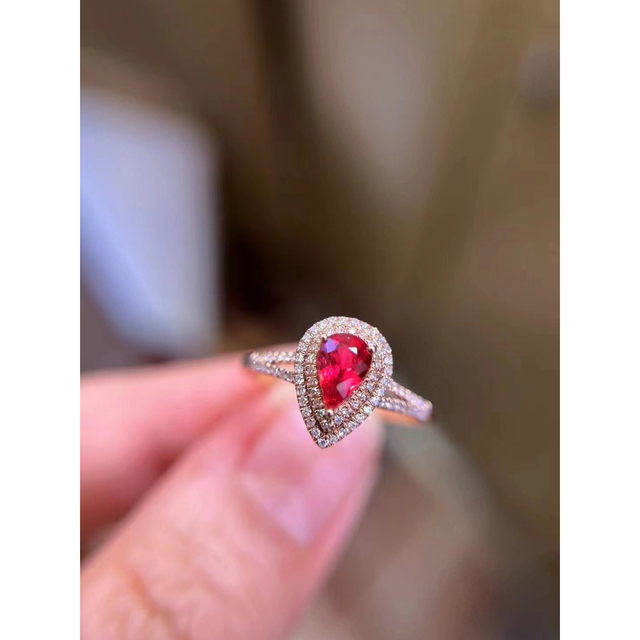 ラッピング無料】 ⭐天然 0.53ct k18 リング ダイヤモンド ルビー