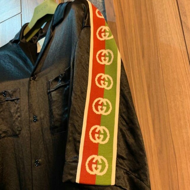 中古】 GUCCI GGジャガードテープオープンカラー半袖シャツ 46サイズ