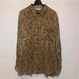 アートヴィンテージ(ART VINTAGE)のGANMOUL 古着　昭和レトロ　柄シャツ　ヴィンテージ　金　アンティーク柄　M(シャツ/ブラウス(長袖/七分))