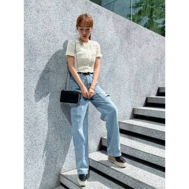 ZARA 新品 フリル付きニットカーディガン 前田希美 N WITH.