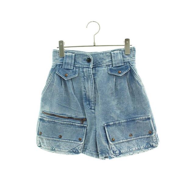 品質が LOUIS 34 レディース リブドデニムサファリショートパンツ