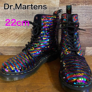 Dr,Martens ドクターマーチン スパンコール レインボー 22cmシューズ丈