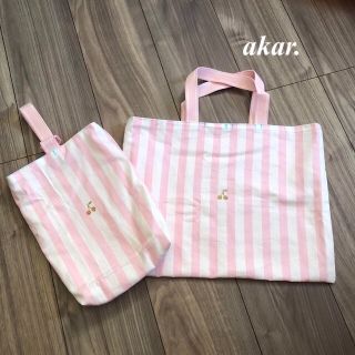 ♡new♡ピンクストライプレッスンバッグセット(バッグ/レッスンバッグ)