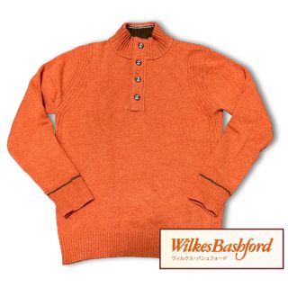 【美品】Wilkes Bashford／ヘンリーネックニット／テラコッタ／M(ニット/セーター)