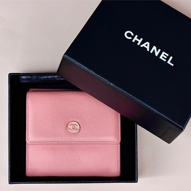 【超美品】CHANEL シャネル ココボタン 財布 ピンク 10番台