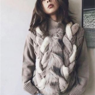 美品♪ BRAID FUR KNIT アメリヴィンテージ ファー ケーブル編み