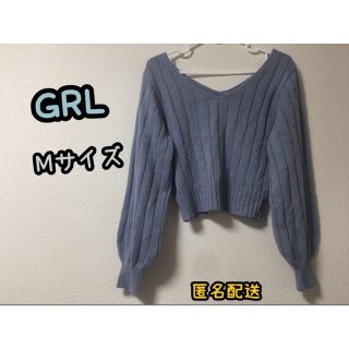 グレイル(GRL)の【GRL】グレイル　Mサイズ ショートニット　パフスリーブ　Vネック  トップス(シャツ/ブラウス(長袖/七分))