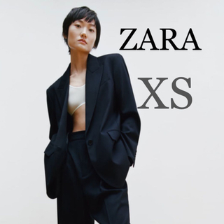 ザラ(ZARA)のZARA  ポケット付きオーバーサイズブレザー　紺ブレ　ネイビージャケット(テーラードジャケット)