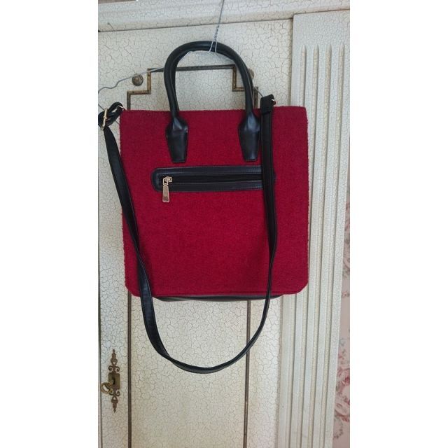 赤 ベロア ショルダーバッグ vintage 古着 レトロ レディースのバッグ(ショルダーバッグ)の商品写真