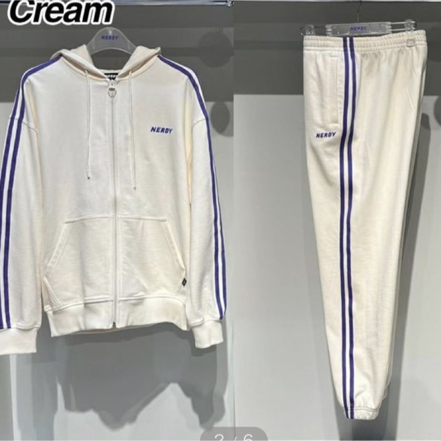 adidas(アディダス)のNERDY スウェットセットアップ 白 メンズのトップス(ジャージ)の商品写真