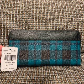 コーチ(COACH)の55431  コーチ　長財布　ブラック×グリーンチェック(財布)