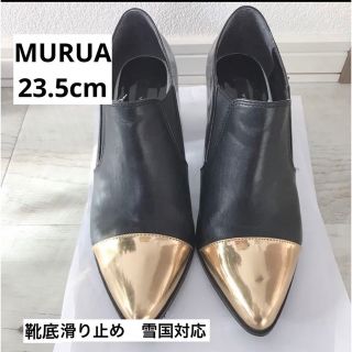 ムルーア(MURUA)のMURUA ムルーア  メタルカラー　ショートブーツ　パンプス　ブラック(ブーティ)