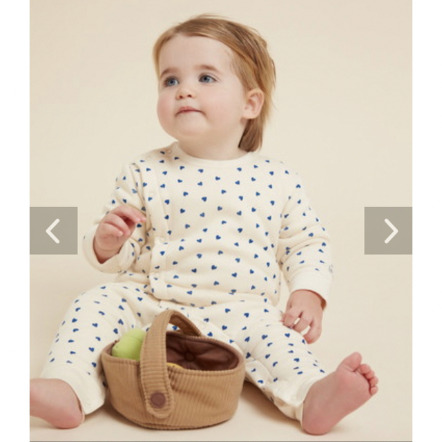 PETIT BATEAU(プチバトー)のプチバトー　中綿ロンパース　ハート　petitbateau キッズ/ベビー/マタニティのベビー服(~85cm)(ロンパース)の商品写真