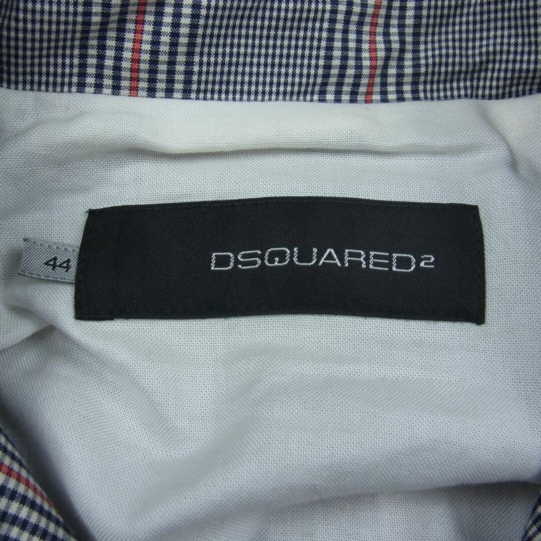 DSQUARED2(ディースクエアード)のDSQUARED2 ディースクエアード チェック 比翼 ステンカラーコート ブラック系 44【中古】 メンズのジャケット/アウター(その他)の商品写真