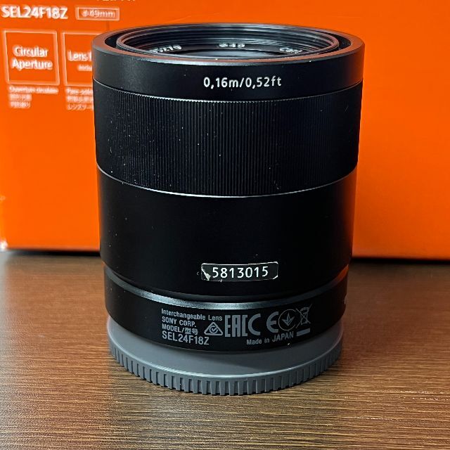 SONY(ソニー)のソニー SONY SEL24F18Z 美品 Sonnar T* E 24mm F スマホ/家電/カメラのカメラ(レンズ(単焦点))の商品写真