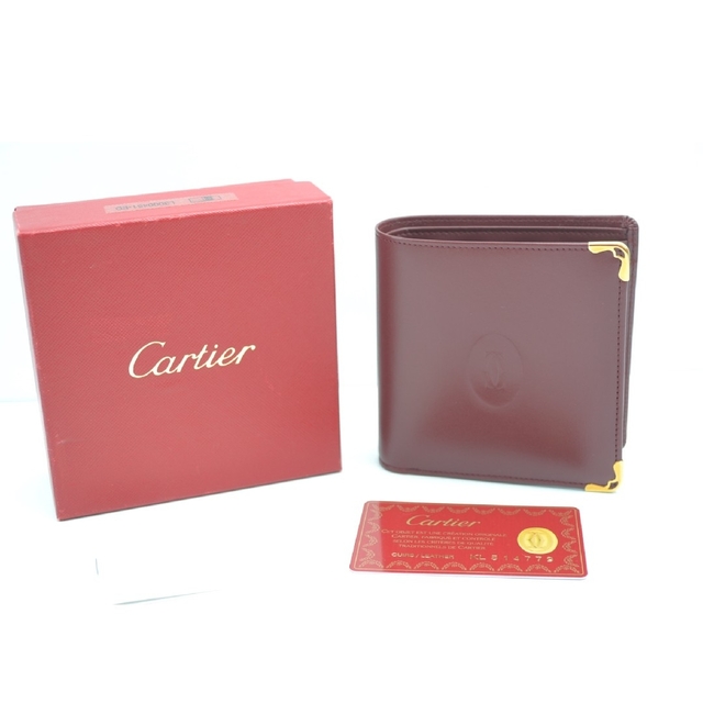 【未使用品】カルティエ/Cartier マスト ボルドー ２つ折り財布 箱付き