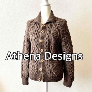 シップス(SHIPS)のAthena Designs アテナデザイン ウール襟付きカーディガン ブラウン(カーディガン)