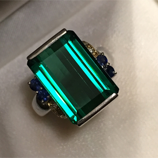 最高級 11.598ct ブルーグリーン トルマリン リング サファイア ダイヤ レディースのアクセサリー(リング(指輪))の商品写真