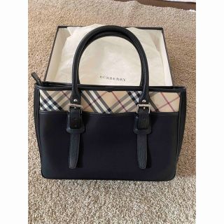 バーバリー(BURBERRY)の【新品未使用】BURBERRYハンドバッグ レザー ブラック マルチカラー(ハンドバッグ)