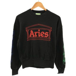 アリエス(aries)のARIES / アリーズ | コットン クルーネック 袖ロゴ スウェット プルオーバー | S | チャコール | レディース(トレーナー/スウェット)