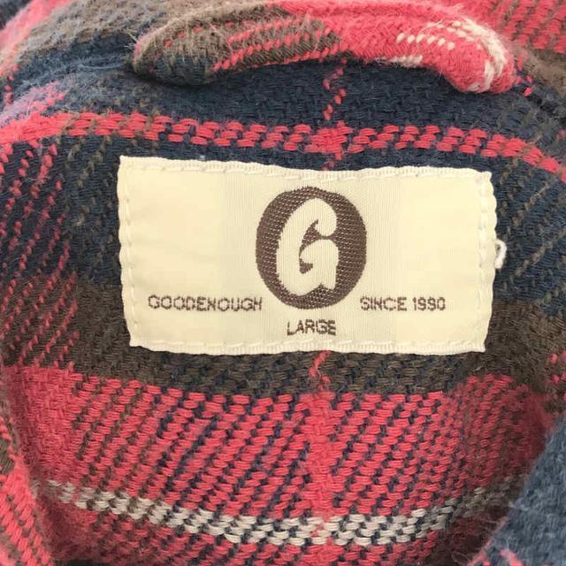 GOODENOUGH(グッドイナフ)のGOODENOUGH / グッドイナフ | 90s 初期 GDEH コットン チェック ヘビー フランネル ワーク シャツ 藤原ヒロシ | L | レッド/ネイビー | メンズ メンズのトップス(Tシャツ/カットソー(七分/長袖))の商品写真