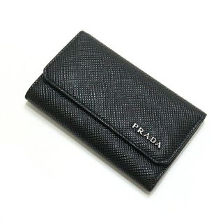 プラダ(PRADA)のプラダ PRADA サフィアーノ カーフ レザー 6連 キーケース 2PG222 ブラック メタル金具 【中古】Sランク(財布)