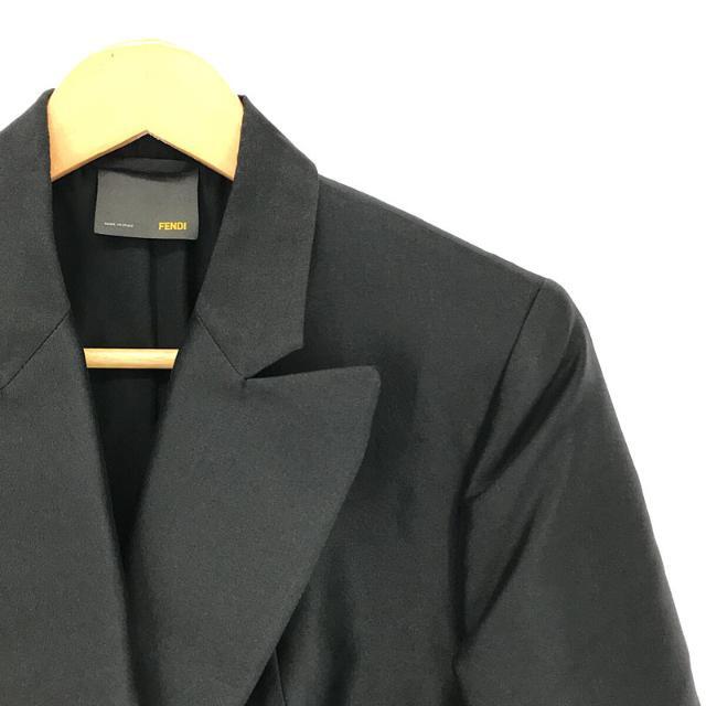 FENDI / フェンディ   イタリア製 ウール シルク 袖 異素材 切替 テーラード ジャケット      ブラック   レディース