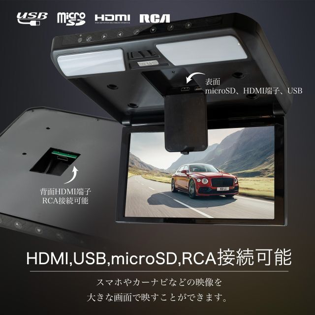 11.6インチフリップダウンモニター LED 車載用 液晶モニター HDMI 3