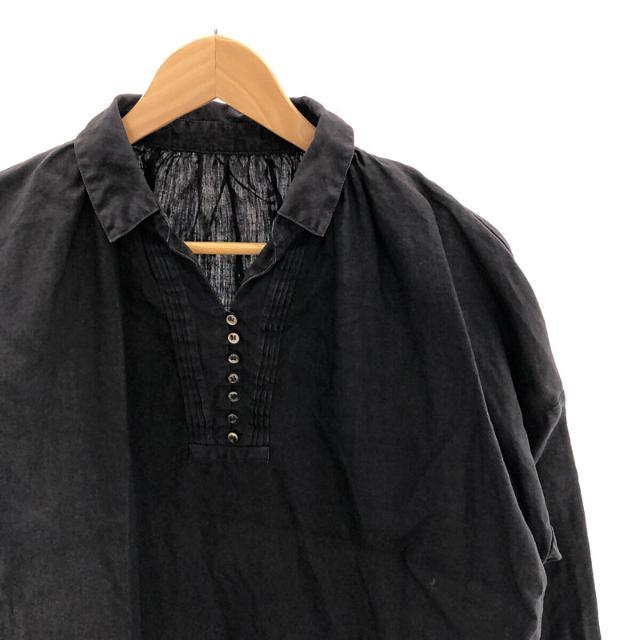 nest Robe(ネストローブ)のnest robe / ネストローブ | リネン ピンタック プルオーバー ブラウス | ブラック | レディース レディースのトップス(シャツ/ブラウス(長袖/七分))の商品写真