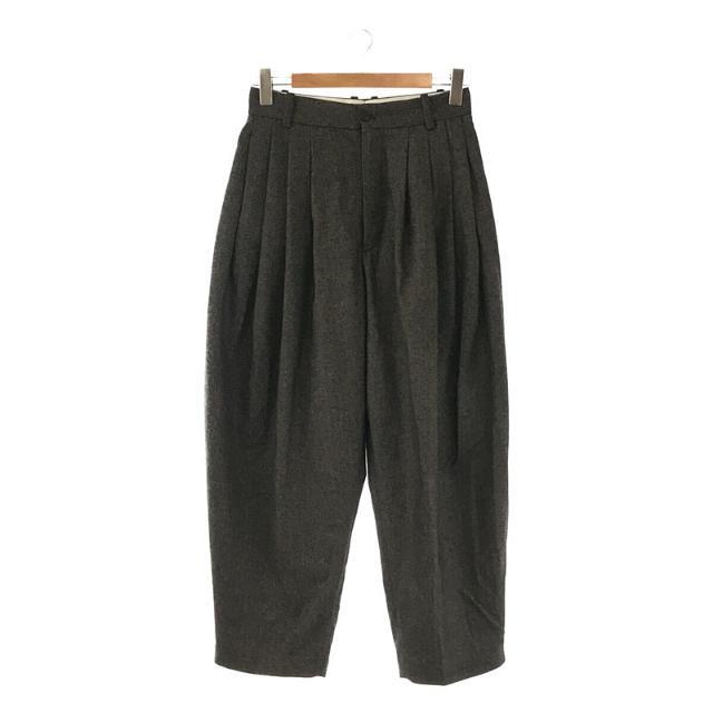 メンズ【美品】  HED MAYNER / ヘドメイナー | 2021AW | 8 PLEAT PANT ヘリンボーンツイード 8プリーツパンツ | S | BLACK GREY HERRINGBONE | メンズ