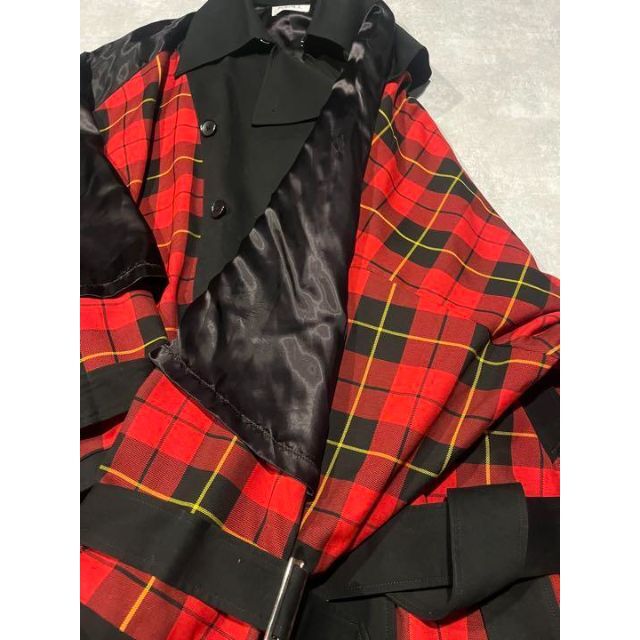 kidill 18aw トレンチコート タータンチェック 赤 オーバー kidill 18aw トレンチコート タータンチェック 赤 オーバー