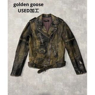 ゴールデングース(GOLDEN GOOSE)のgolden goose ビンテージ加工　ライダース　ダブル　レザージャケット(ライダースジャケット)