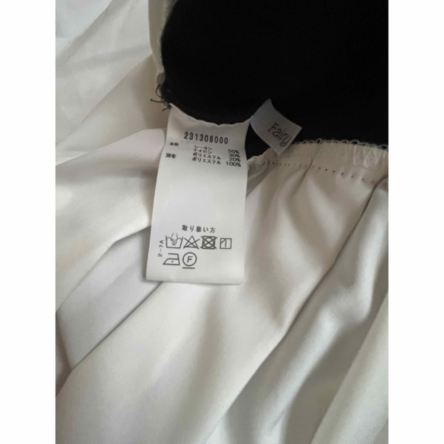 ベストドッキングシャツワンピース ボリューム袖 ブラック×ホワイト レディースのトップス(シャツ/ブラウス(長袖/七分))の商品写真