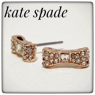 ケイトスペードニューヨーク(kate spade new york)の可愛い✨kate spadeケイトスペード✨ピアスリボンピンクゴールドクリスタル(ピアス)