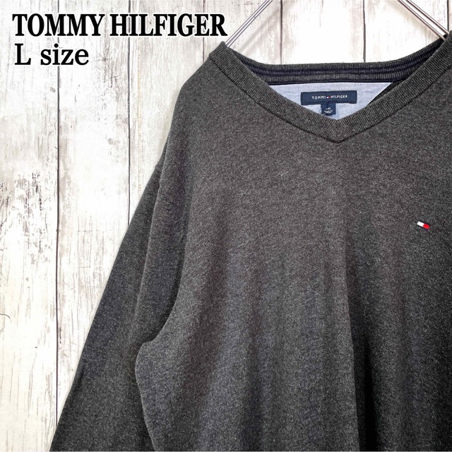 TOMMY HILFIGER(トミーヒルフィガー)のトミーヒルフィガー TOMMY HILFIGER vネック ニット セーター古着 メンズのトップス(ニット/セーター)の商品写真