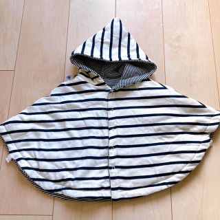 プチバトー(PETIT BATEAU)のプチバトー　ポンチョ　ケープ　ボーダー　リバーシブル(ジャケット/コート)